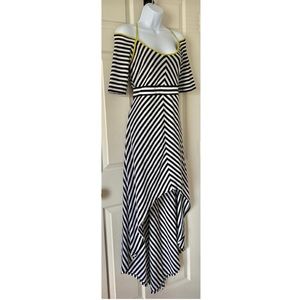 Guess Los Angeles Hi Lo A-Line Dress Size 8 Black & White Stripes